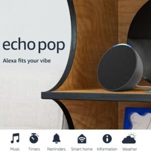 Amazon Echo Pop (newest model), Our smallest Alexa speaker, Fits in any room, Charcoal