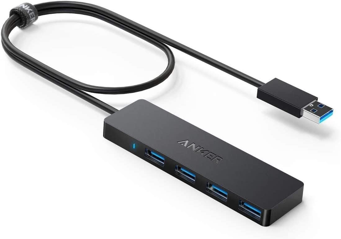 Anker 4-Port USB 3.0 Hub, Ultra-Slim Data USB Hub with 2 ft Extended Cable (Charging Not Supported), for MacBook, Mac Pro, Mac Mini, iMac, Surface Pro, XPS, PC, Flash Drive,...