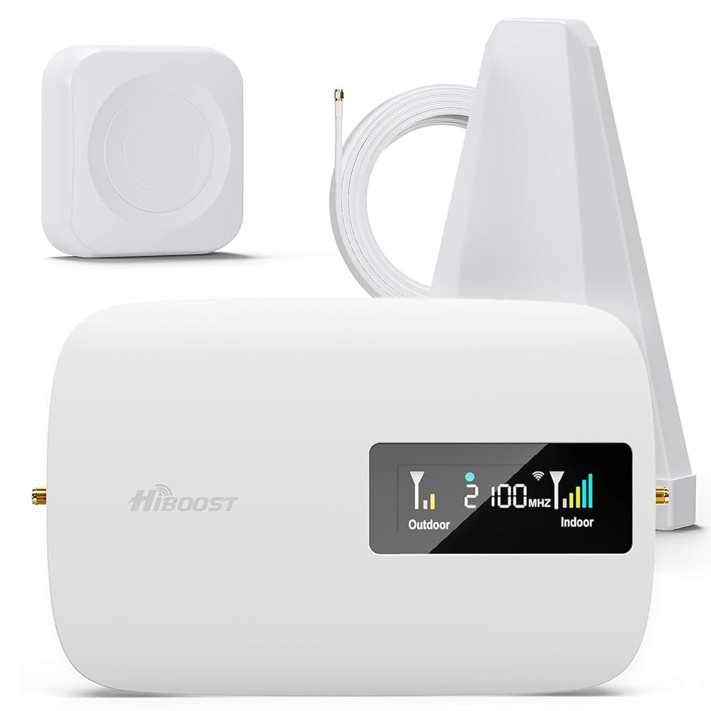 Cell Phone Booster for Home Office | Up to 2500 Sq Ft | Cell Phone Signal Booster Boosts 5G, 4G LTE for All U.S. CarriersโVerizon, AT&T, T-Mobile&More | HD Display | App Support...