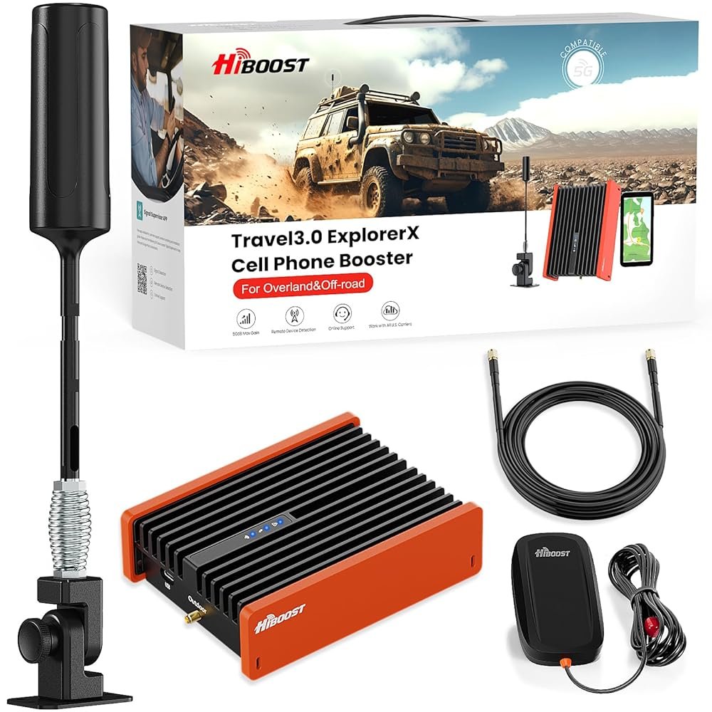 Cell Phone Signal Booster for Overland and Off-road Vehicle | Boosts 5G & 4G LTE for All Carriers - Verizon, AT&T, T-Mobile & More | Folding Antenna Mount | Ultra-stable Booster...