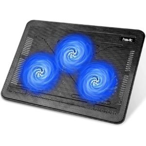 havit HV-F2056 15.6"-17" Laptop Cooler Cooling Pad - Slim Portable USB Powered (3 Fans), Black/Blue
