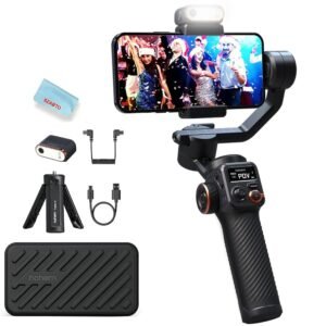 Hohem iSteady M6 Kit Smartphone Gimbal Stabilizer 3-Axis with Magnetic Fill Light/AI Tracking Sensor for iPhone Android with 0.91-inch OLED Display Max Payload 400g
