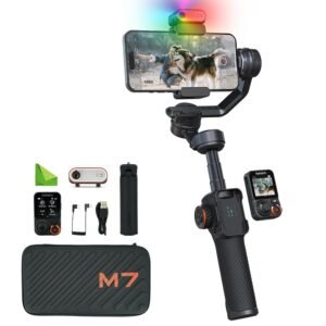 Hohem iSteady M7 Gimbal Stabilizer for iPhone,3-Axis Gimbal for Smartphone w/AI Tracking,Detachable Remote,Extendable Pole,Magnetic Light,Phone Stabilizer for Video Recording -...