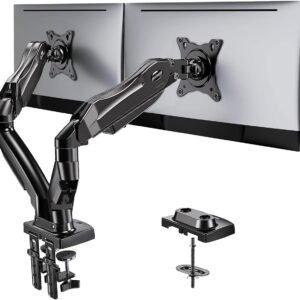 HUANUO Dual Monitor Stand - Full Adjustable Monitor Desk Mount Swivel Vesa Bracket with C Clamp, Grommet Mounting Base for 13 to 32 Inch Computer Screens - Each Arm Holds 4.4 to...