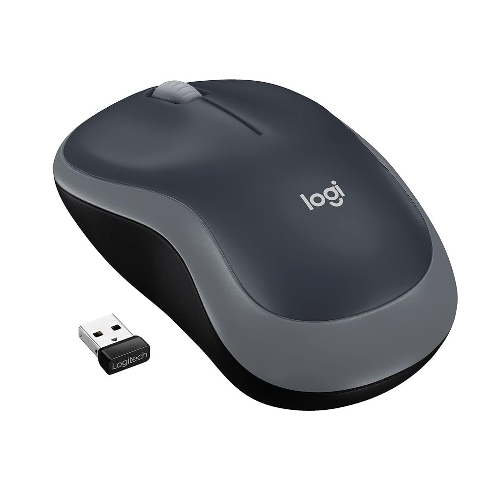 Logitech M185 Wireless Mouse, 2.4GHz with USB Mini Receiver, 12-Month Battery Life, 1000 DPI Optical Tracking, Ambidextrous PC/Mac/Laptop - Swift Grey