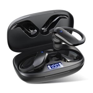 NDO Wireless Earbuds Bluetooth 5.3 Headphones Sport,IPX7 Waterproof Sports Earphones with Earhooks,48H Playtime,Lightweight 7.8g,Fast Charging Case,Noise Cancelling Mic for...