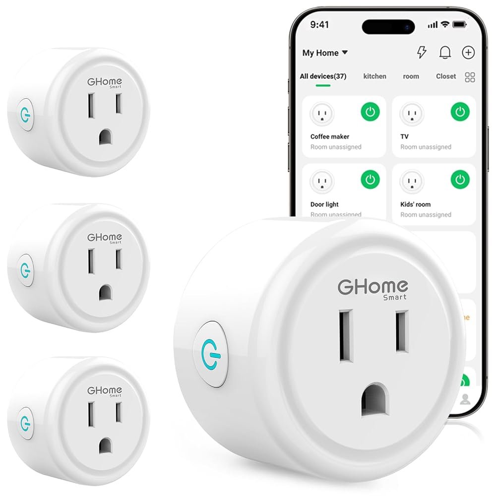 Smart Plug, GHome Smart WiFi Plugs Work with Alexa and Google Home, Smart WiFi Outlet with Remote Control and Timer Function, 2.4GHz Wi-Fi Only, No Hub Required, ETL FCC Listed,...