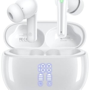 Wireless Earbuds, Bluetooth Ear Buds Headphones with LED Charging Case, Deep Bass Stereo Sound, 40 Hours Playtime, IP7, Lightweight in-Ear Earphones for iPhone Android Sports...